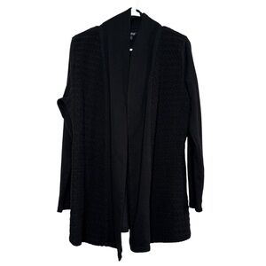 Lucky Brand Women's Black Open Front Knit Cardigan Sweater Large